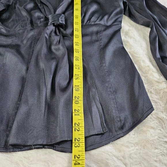Marciano Women's Black Silk Blend V-Neck Hook Up Tie Shirt Size XS - Picture 5 of 9